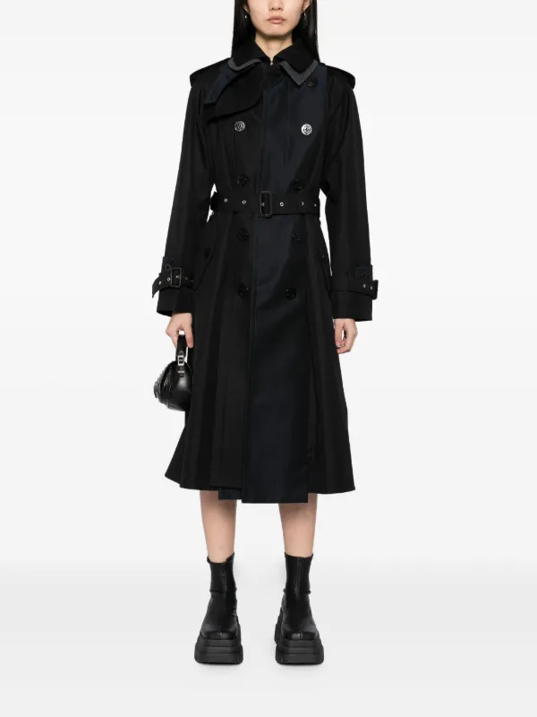 【sacai】サカイ　黒トレンチコート Sacai トレンチコート | ブラック | FARFETCH JP