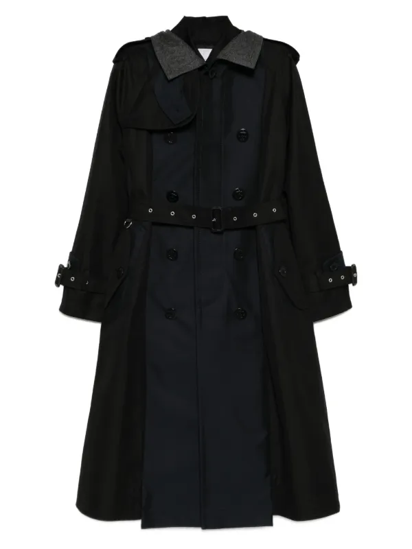 【sacai】サカイ　黒トレンチコート Sacai トレンチコート | ブラック | FARFETCH JP