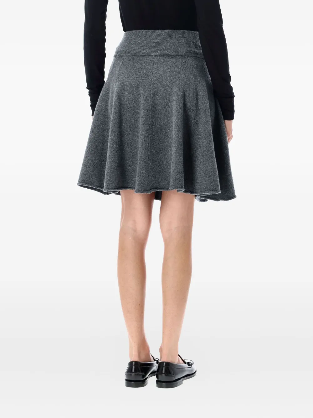 Extreme cashmere ribbed-knit flared mini A-line skirt - Grijs