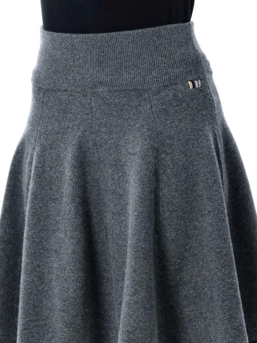 extreme cashmere Ribgebreide flared mini-rok met A-lijn Grijs