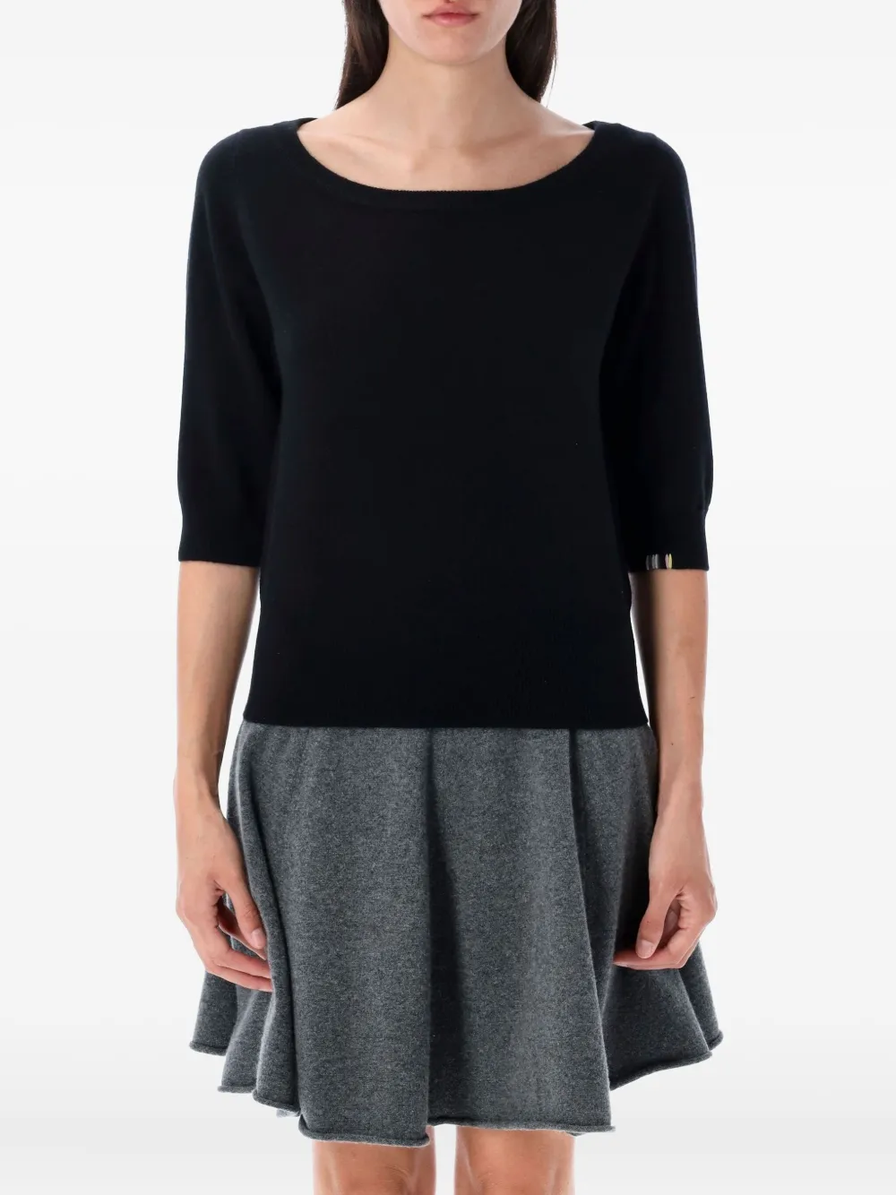 Extreme cashmere Kasjmier trui met halve mouwen Zwart