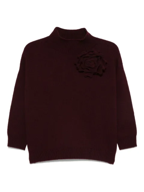 Vanisè rose-embellished mock-neck sweater 