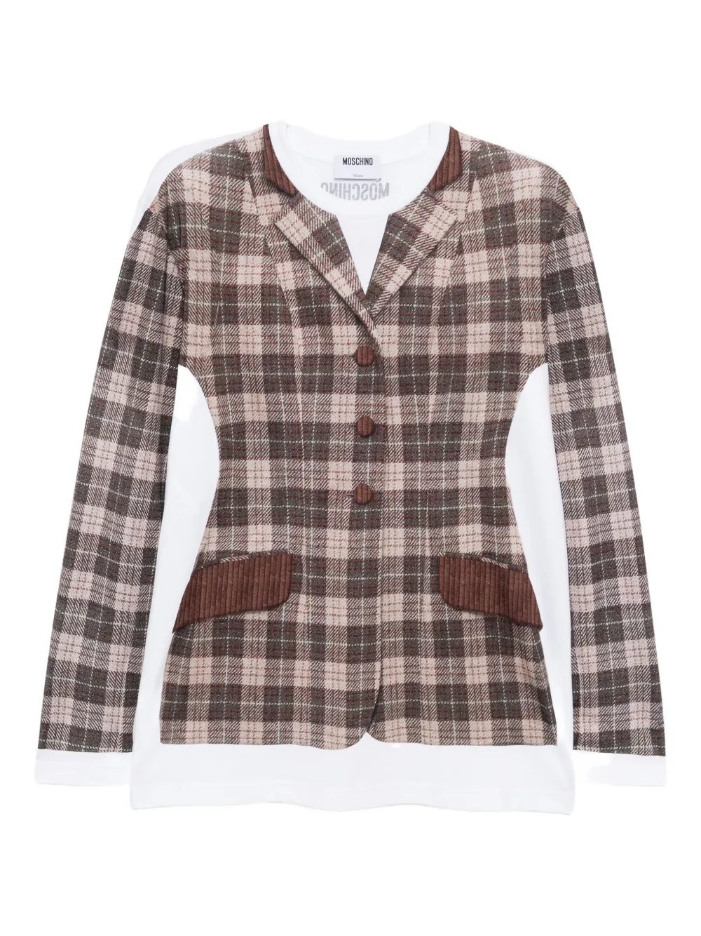 Moschino checked cotton T-shirt - Marrone