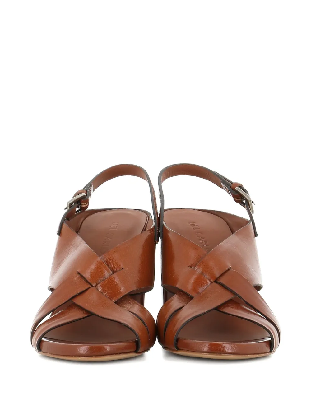 Del Carlo 85mm Atene crossover slingback sandals Brown