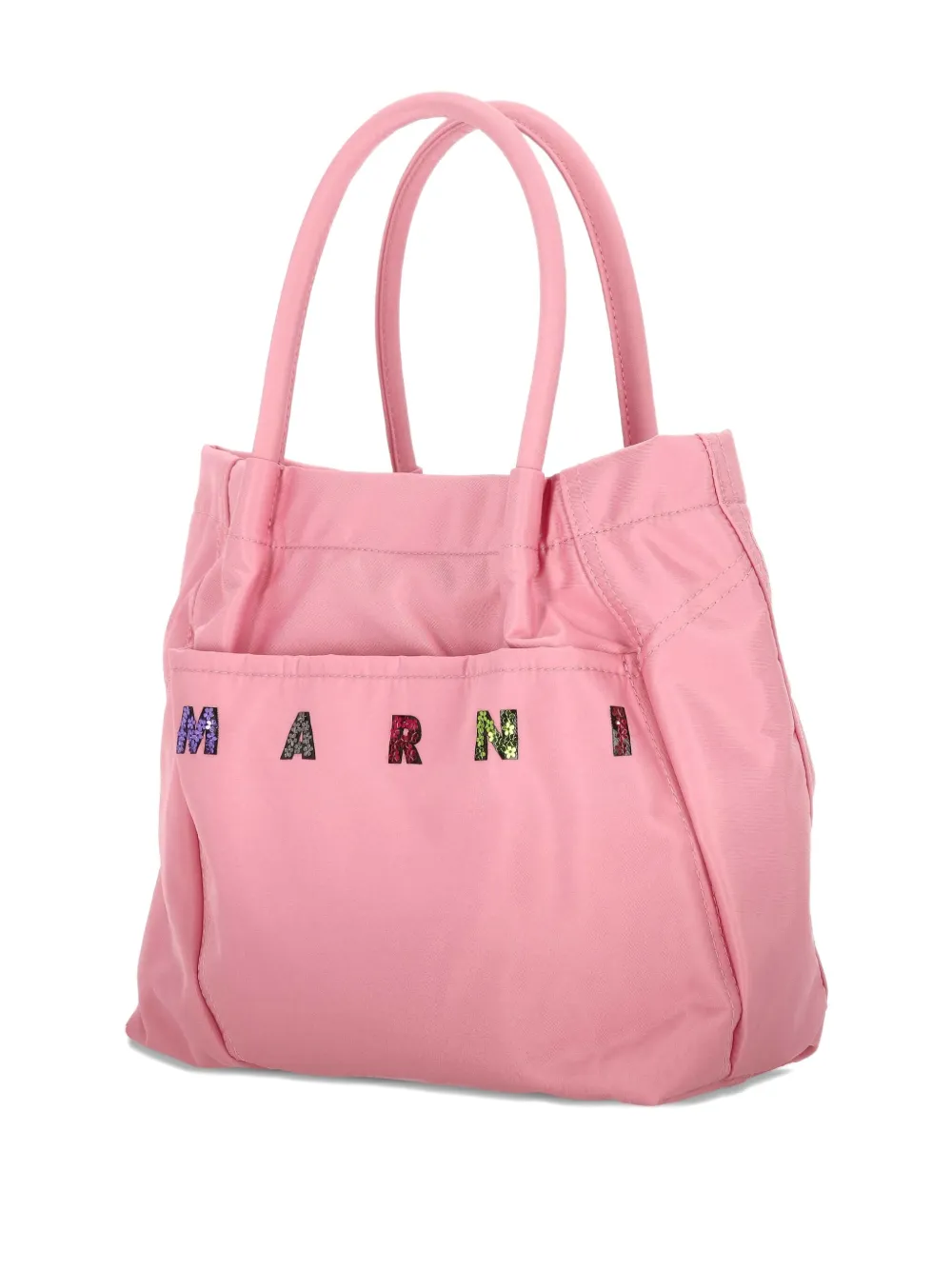 Marni Sequin-logo Tote Bag In Pink