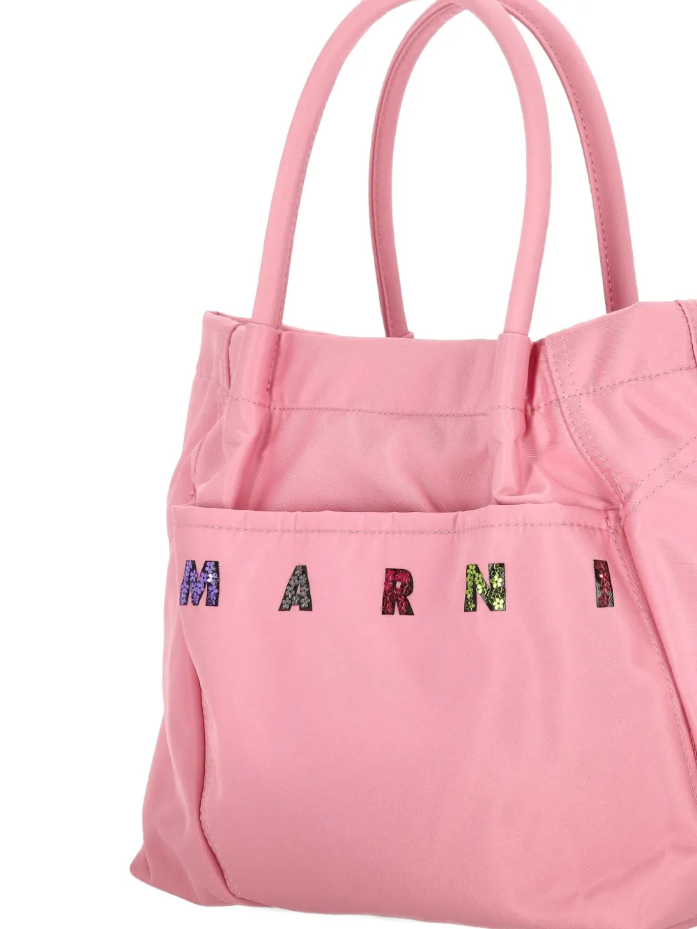 Marni Sequin-logo Tote Bag In Pink