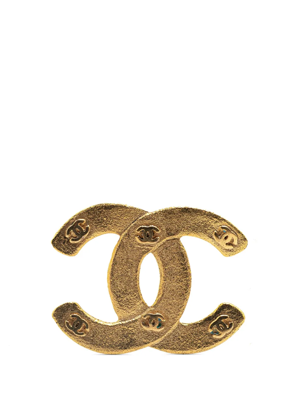 1980-1990 Gold Plated Embossed Mini CC Brooch costume brooch
