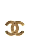 CHANEL Pre-Owned 1980-1990 Gold Plated Embossed Mini CC Brooch costume brooch