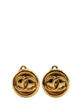 CHANEL Pre-Owned 1993 Gold Plated CC Round Clip On Earrings costume earrings