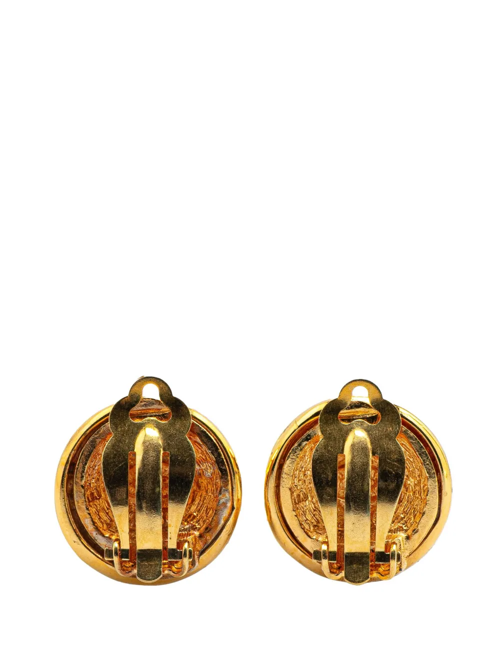 CHANEL Pre-Owned 1993 Gold Plated CC Round Clip On Earrings costume earrings | Image 2