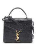 Saint Laurent Pre-Owned 2013-2025 Mini Croc Embossed Calfskin Monogram Cassandra Top Handle Bag satchel - Black