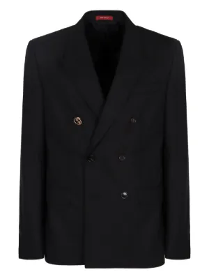 ▲GUCCI/グッチカシミヤ テーラードジャケット ダブルボタン GUCCI グッチ ダブル ジャケット 良好 サイズ:50 ネイビー