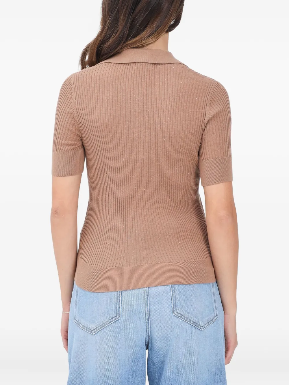 Max Mara Ribbed Top In Brown
