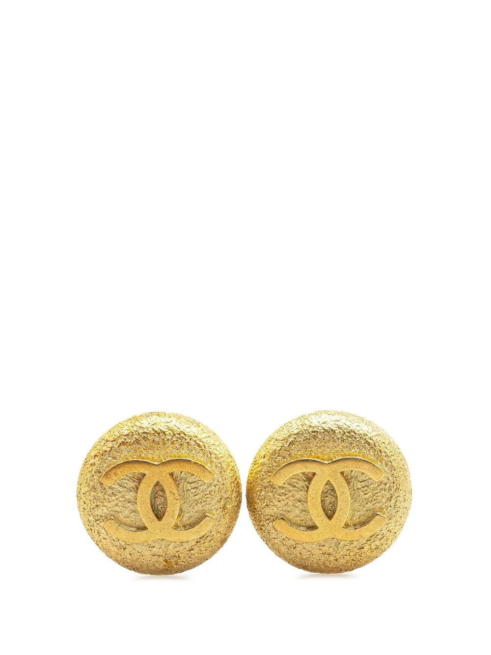 1994 Gold Plated CC Round Clip On Earrings costume earrings