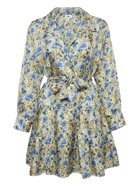 SANDRO Pre-Owned floral-print belted silk dress