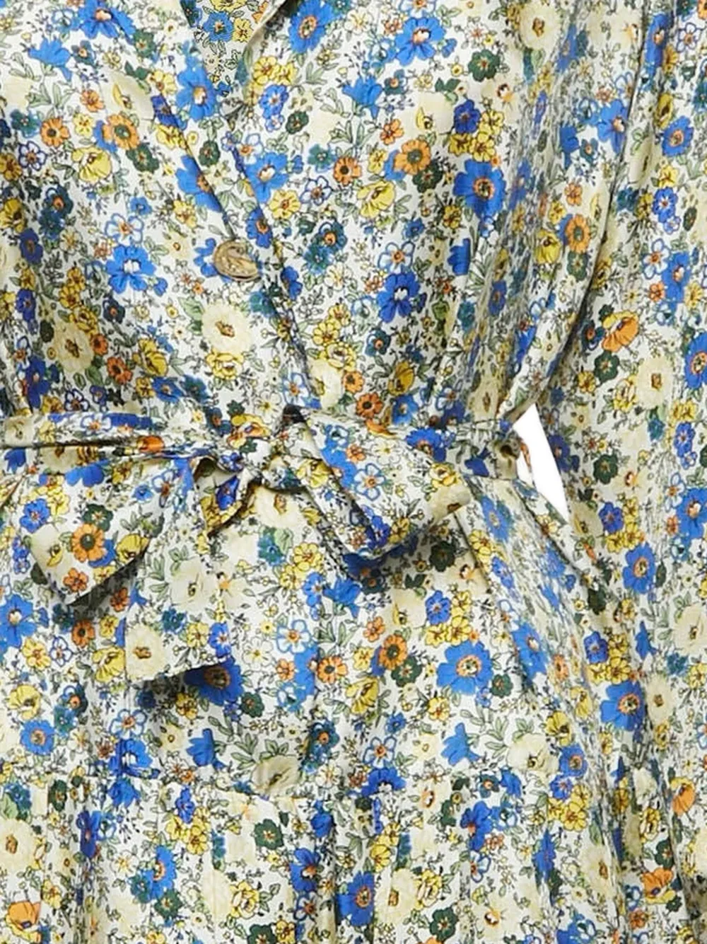 SANDRO Pre-owned zijden jurk met bloemenprint en ceintuur - Blauw