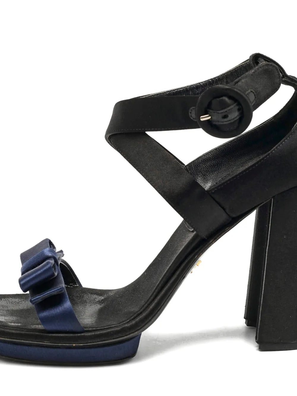 Prada Pre-Owned Satijnen sandalen met strik - Zwart