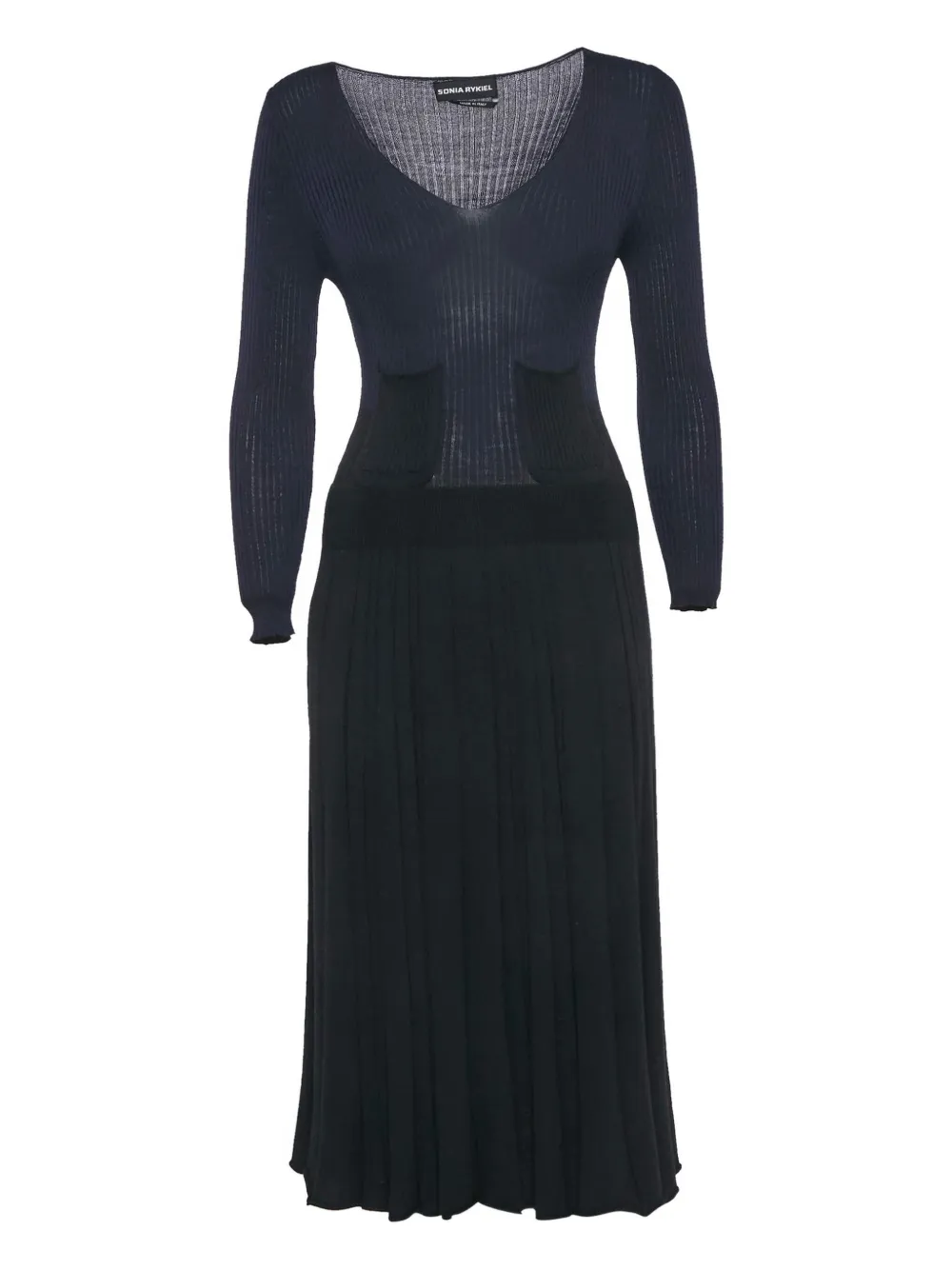 Sonia Rykiel Pre-Owned ribbed-knit pleated midi dress | Blue | Image 1
