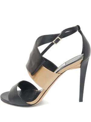 Jimmy Choo Pre-Owned バックル エナメルレザーサンダル 100mm
