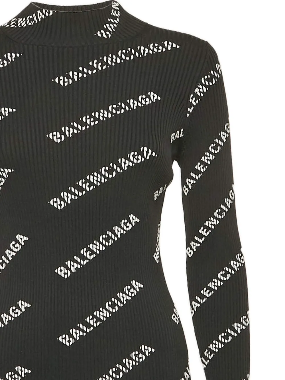 Balenciaga Pre-Owned Ribgebreide mini-jurk met logoprint - Zwart