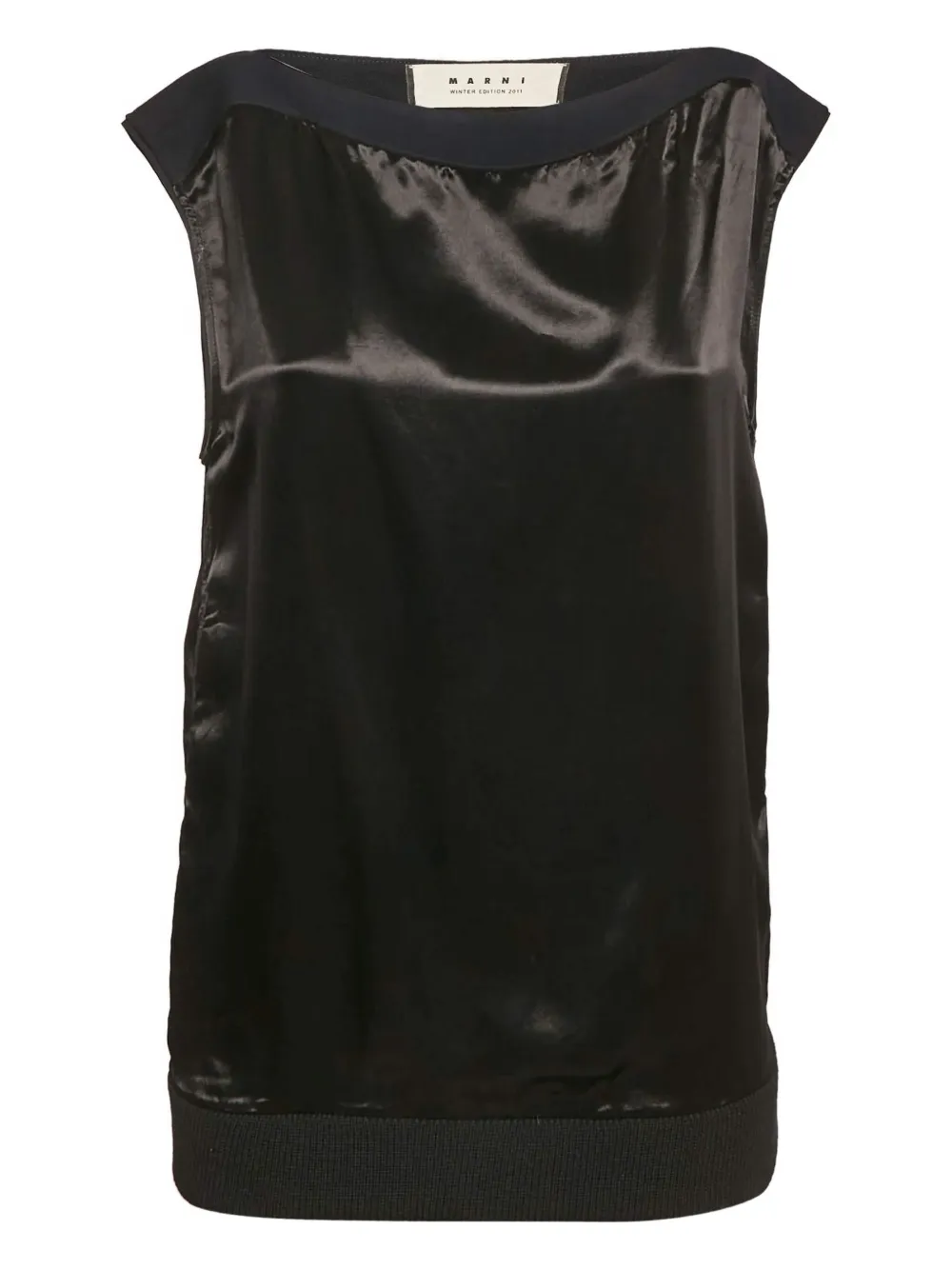 Marni Pre-Owned ribbed-hem satin top | Black | Image 1