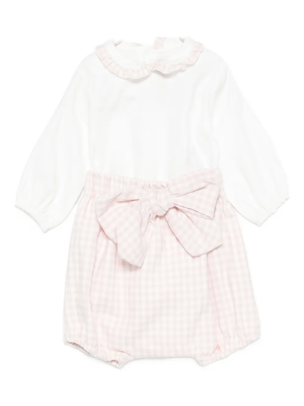 La Stupenderia Bow-detailed Gingham Romper In Multi
