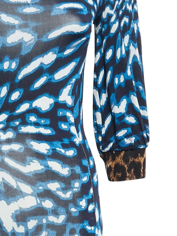 just cavalli blue dress S/S 2006 Roberto Cavalli Midi Dress  villa amour vintage