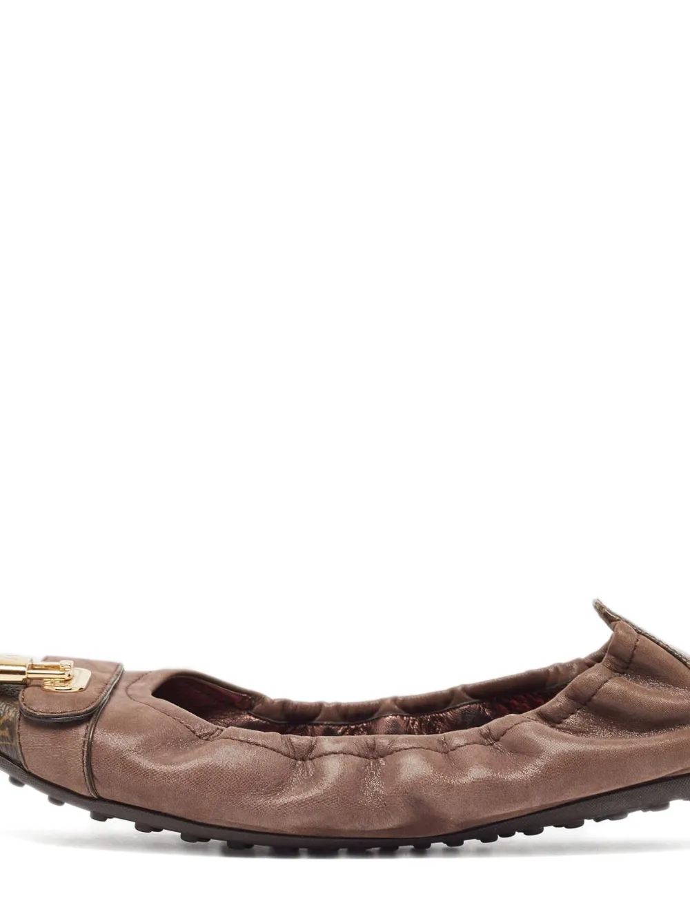 Louis Vuitton Pre-Owned Leren ballerina's van gecoat canvas - Bruin