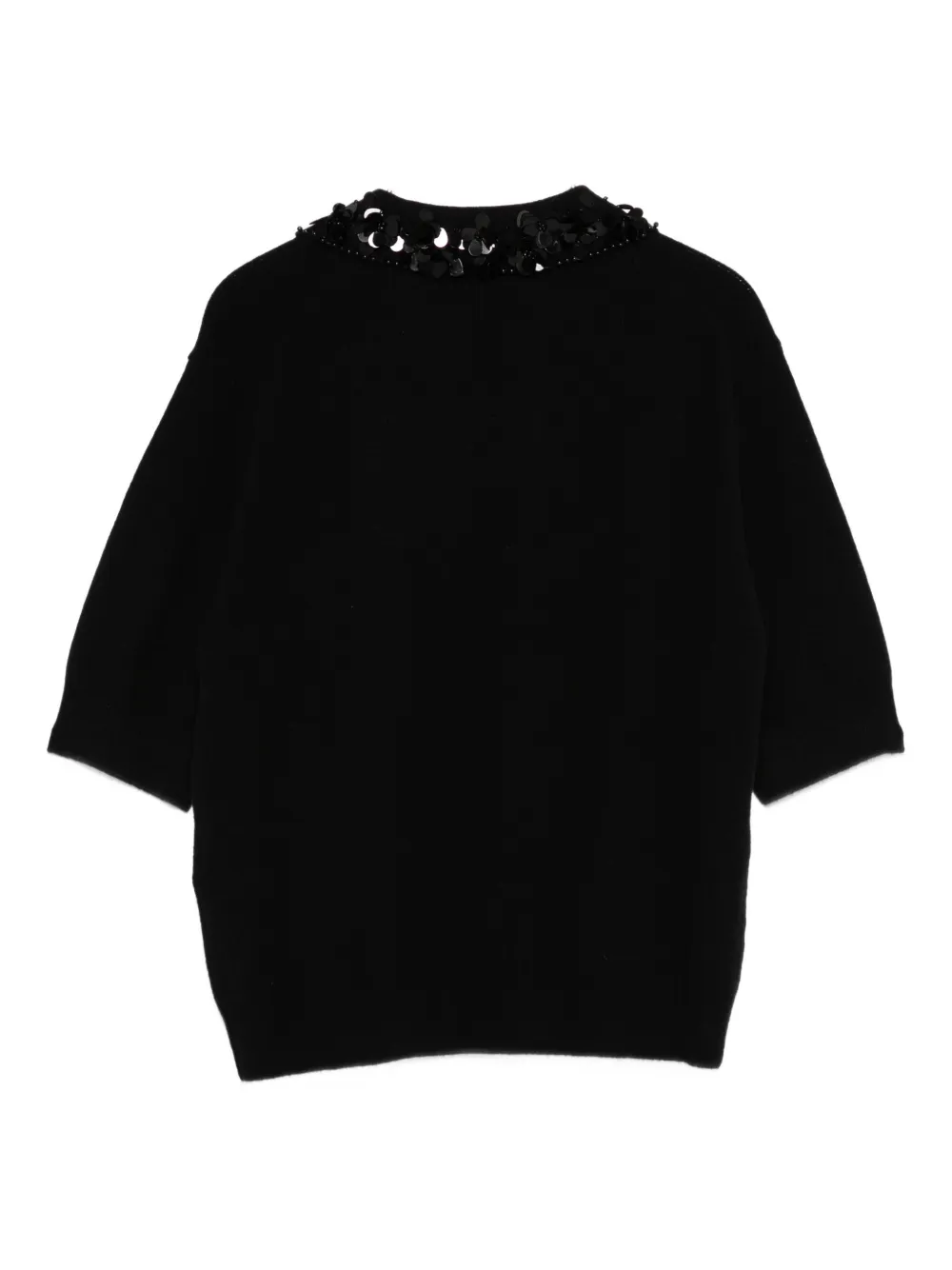 Semicouture Wollen trui met verfraaide kraag Zwart