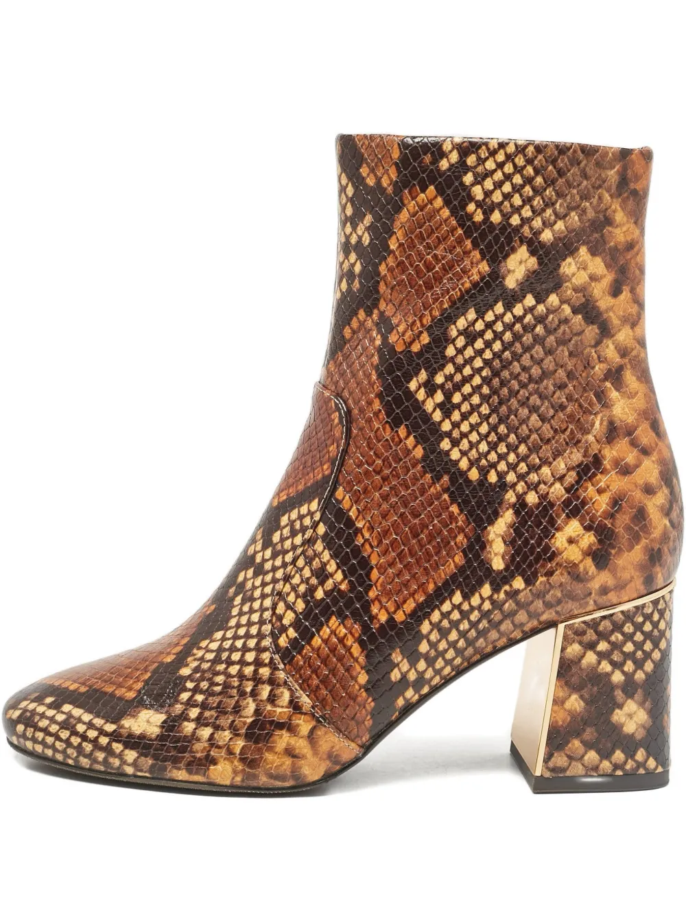 Pre-owned Tory Burch 65mm Snakeskin Embossed Boots In Brown