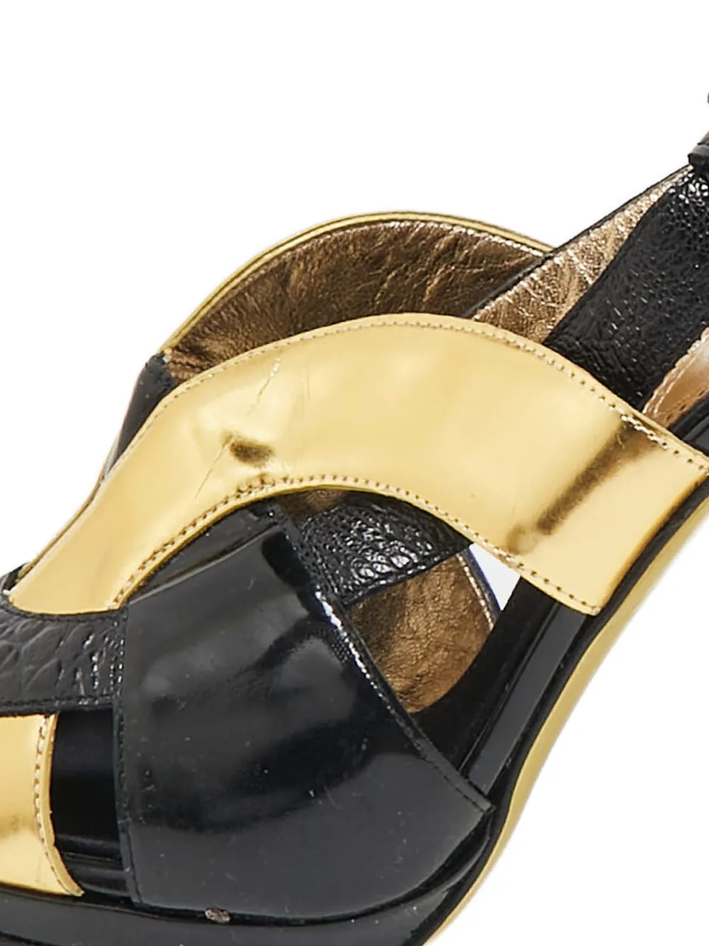 Roberto Cavalli Vintage Pre-owned 130 mm leren sandalen met krokodillen-reliëf - Zwart