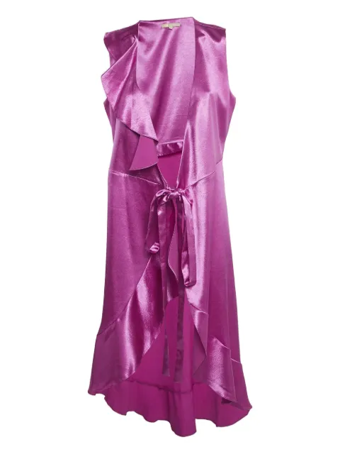 Maje satin ruffled wrap dress