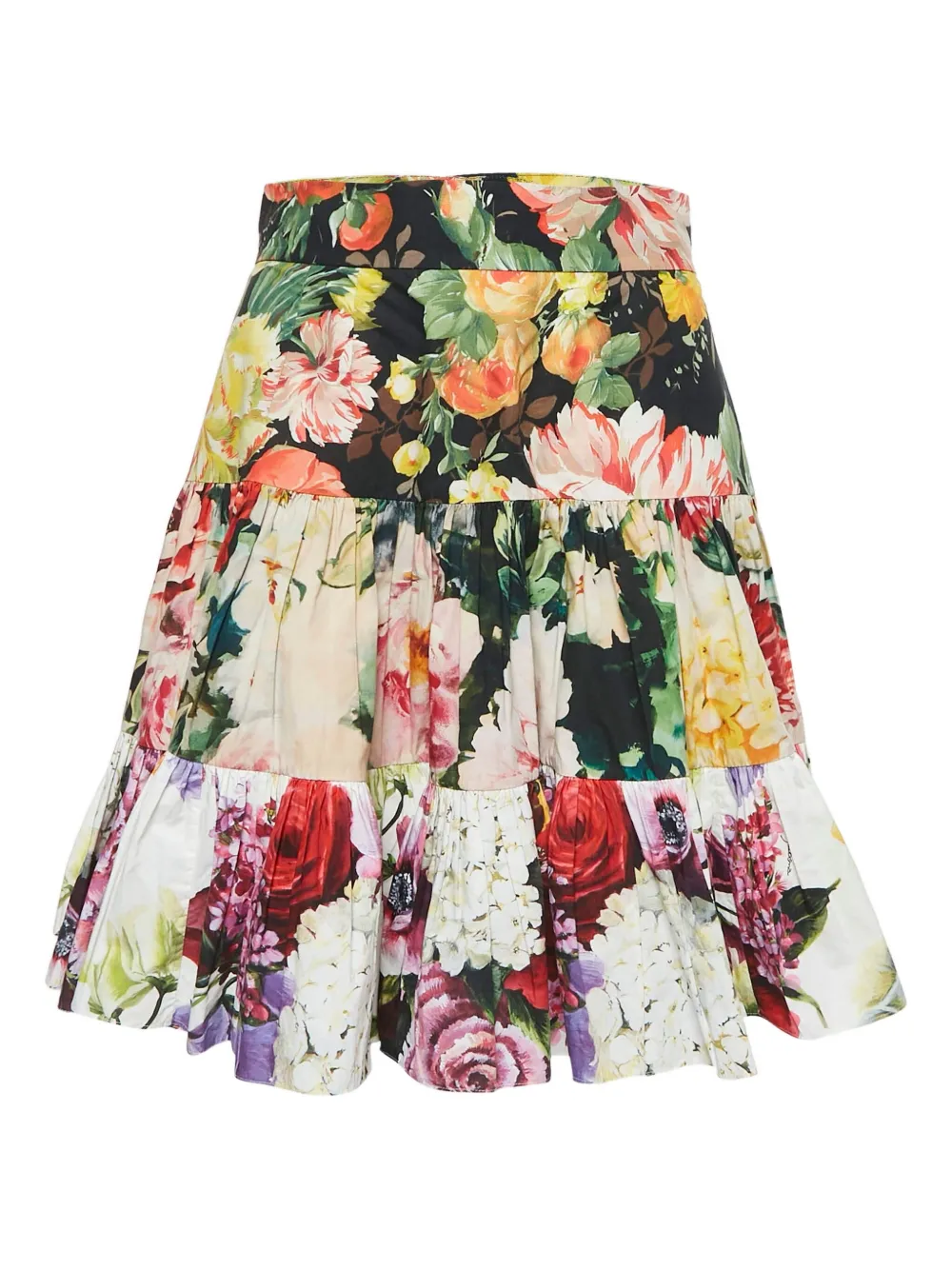 Pre-owned Dolce & Gabbana Floral-print Skirt In White