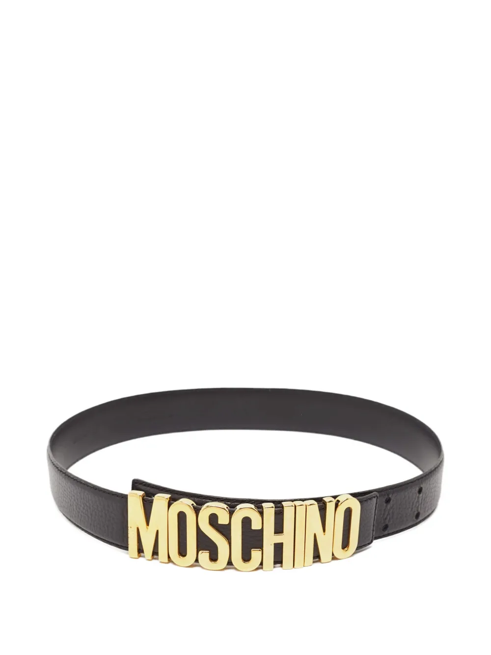 Pre-owned Moschino Leather Logo Belt In Black