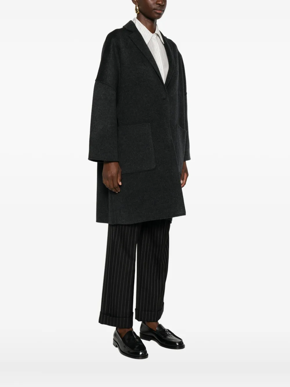 Semicouture Patch-pocket Wool Coat In Black