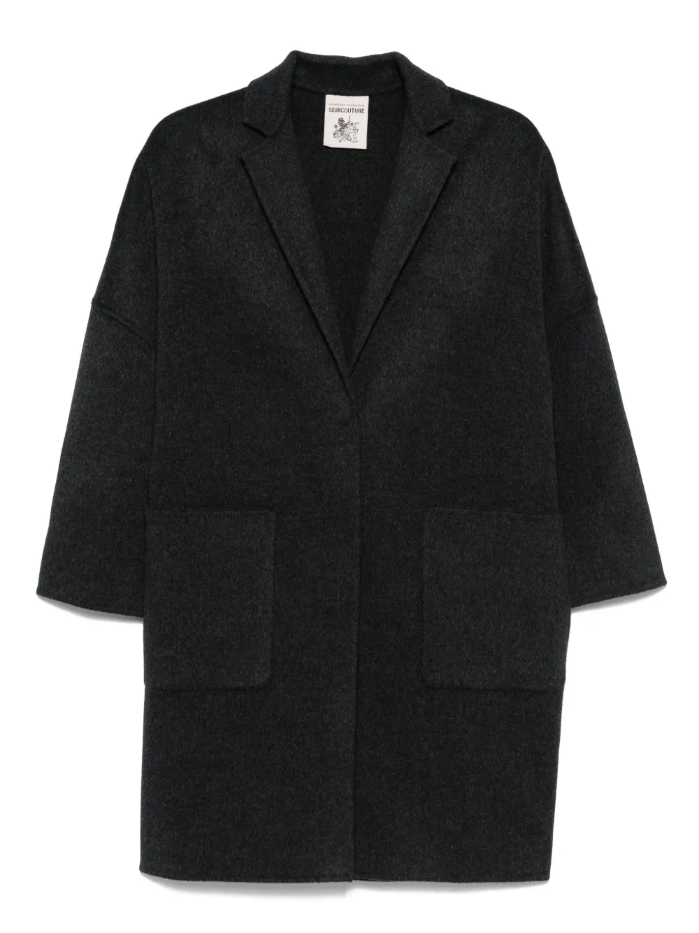 Semicouture Patch-pocket Wool Coat In Black