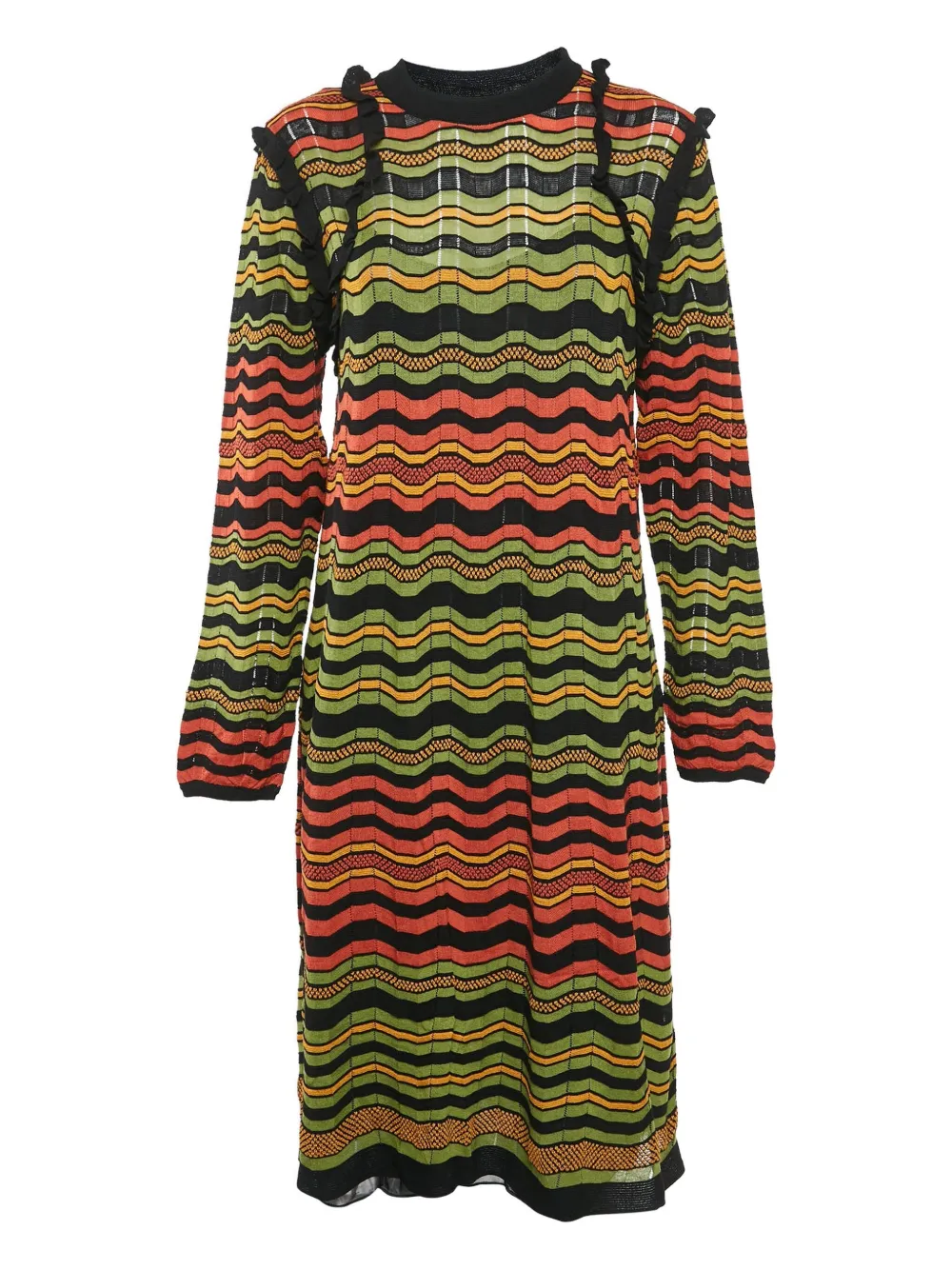Pre-owned Missoni Wave Knit Dress In Green