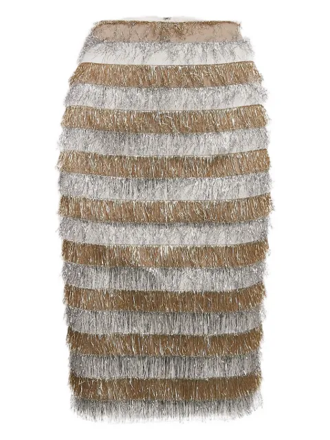 Max Mara metallic-fringe skirt