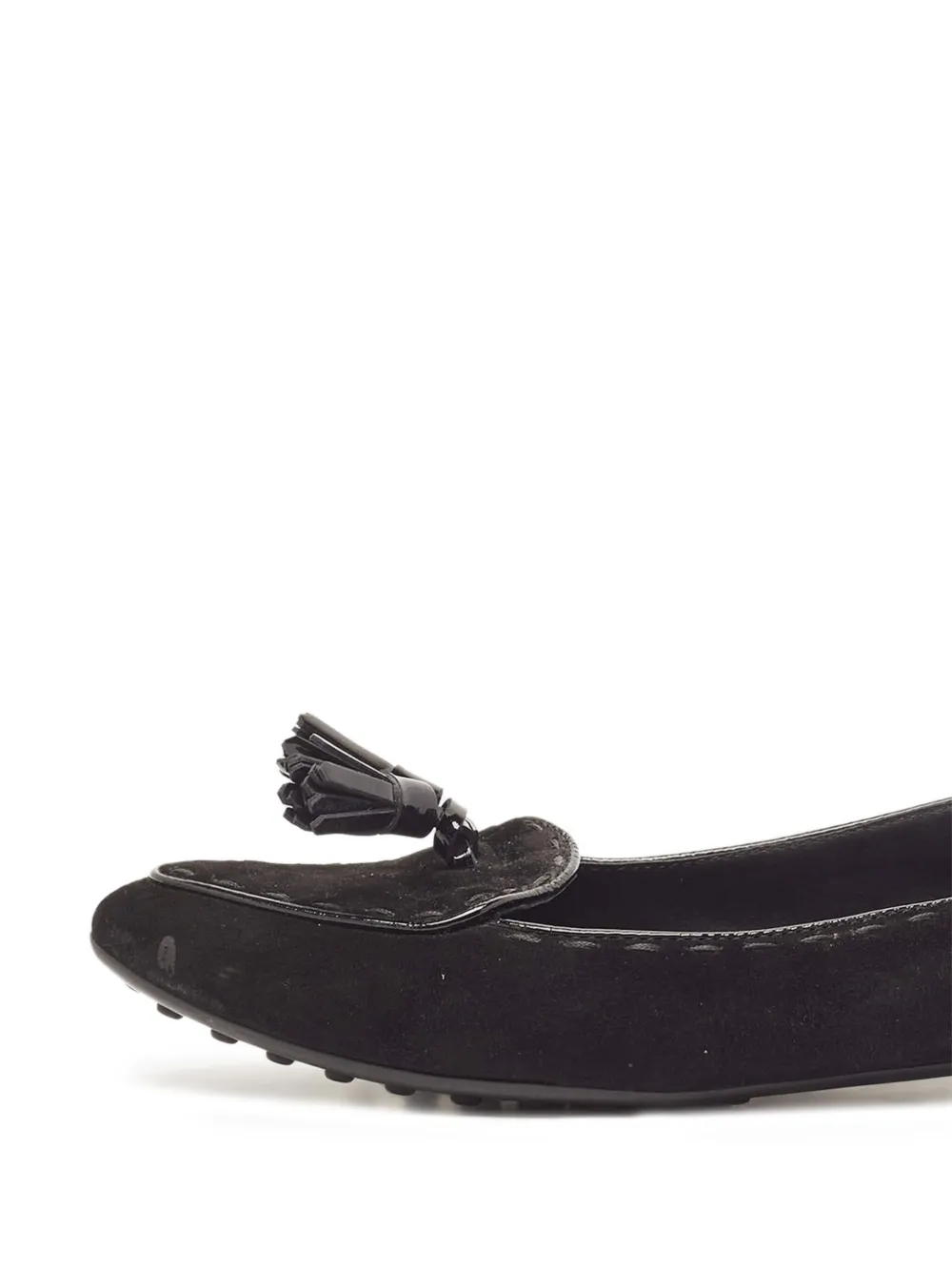 TOD'S VINTAGE Pre-owned 2024 Suede Tassel Slippers In Black