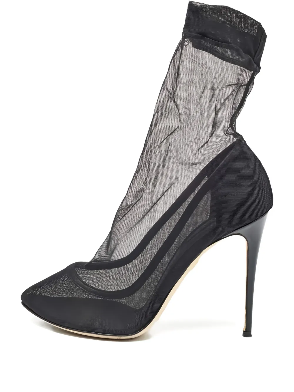 Pre-owned Dolce & Gabbana 105mm Tulle Boots In Black