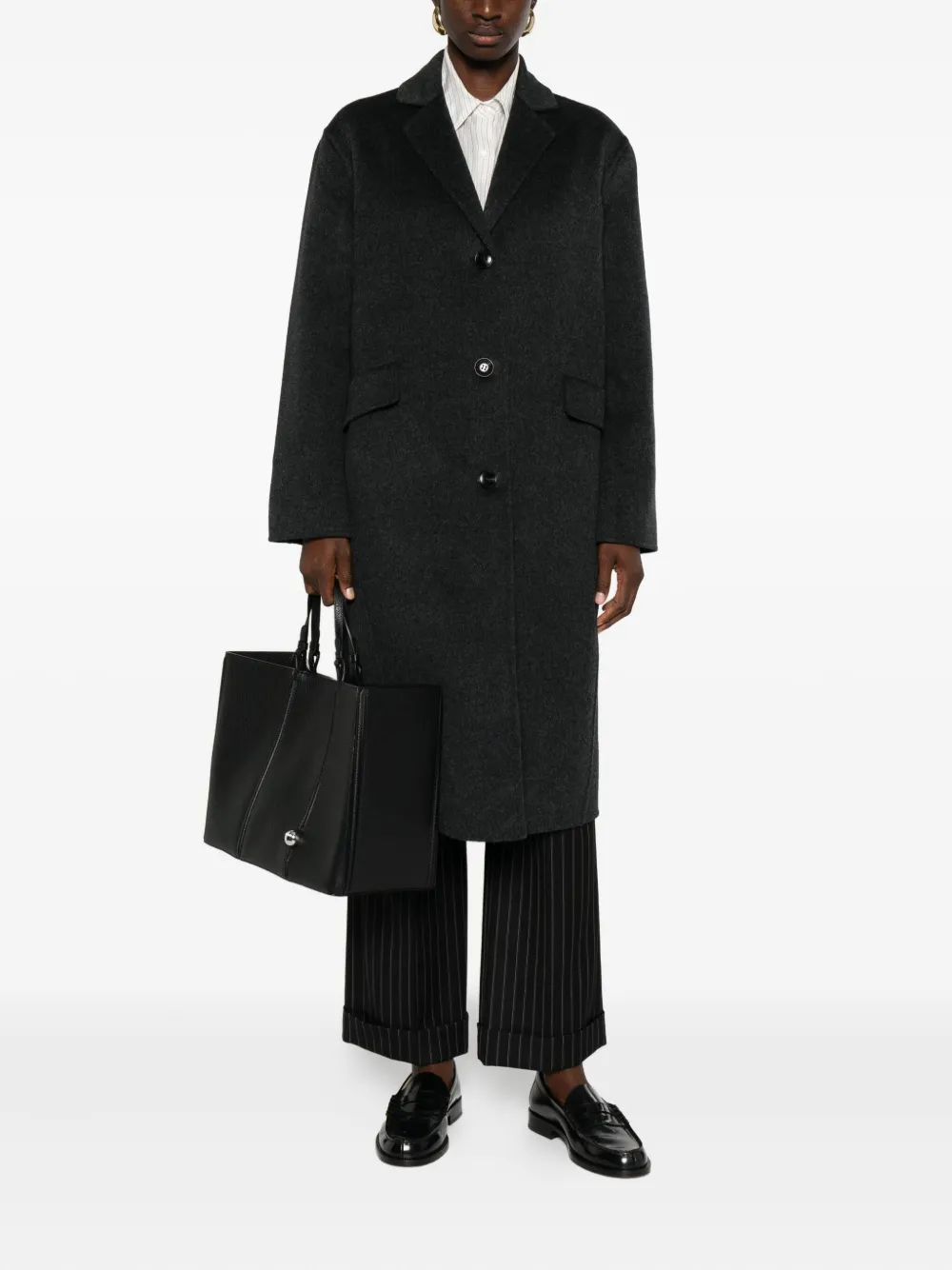 Semicouture Button-fastening Pocket Coat In Gray