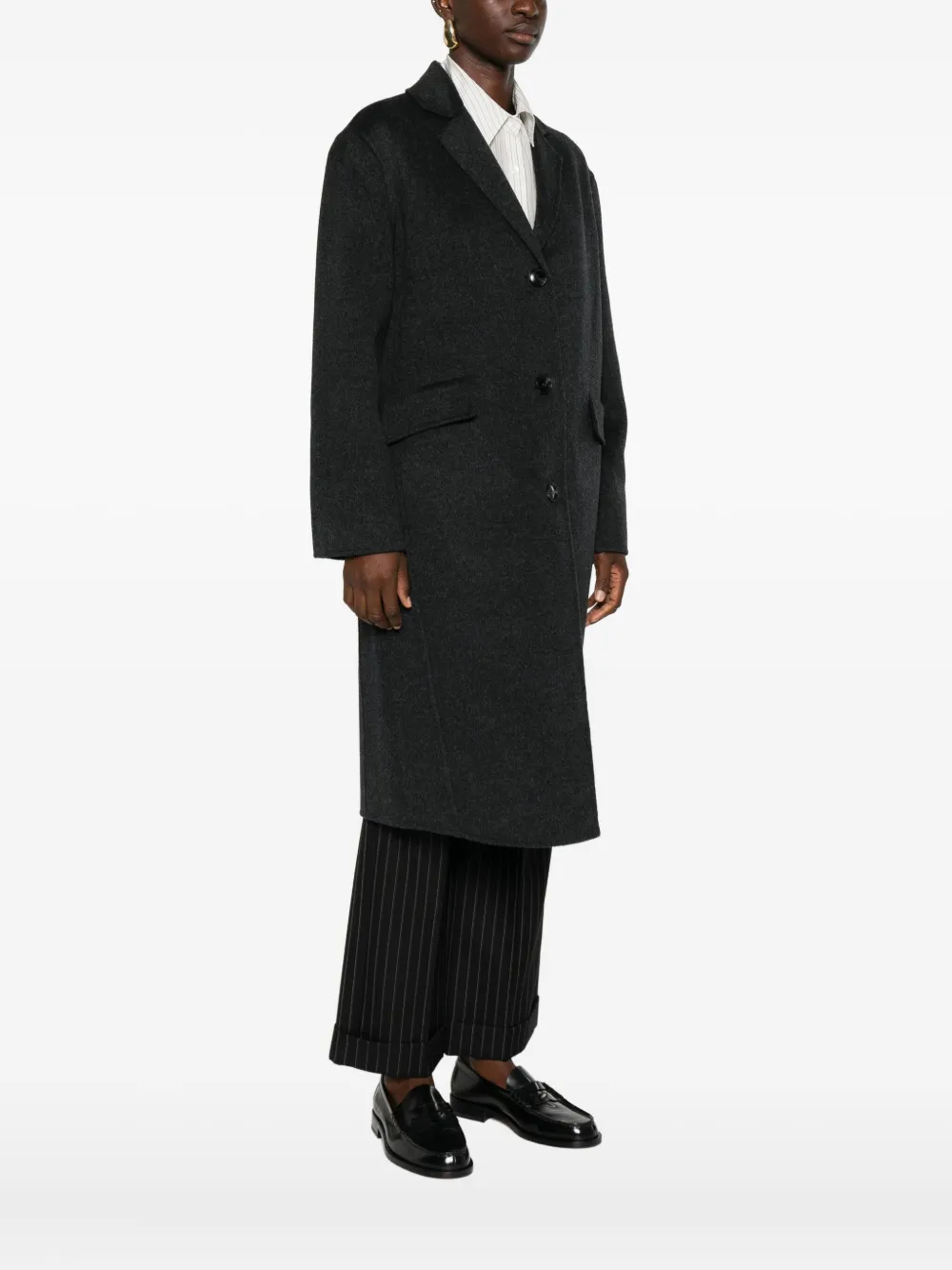 Semicouture Button-fastening Pocket Coat In Gray