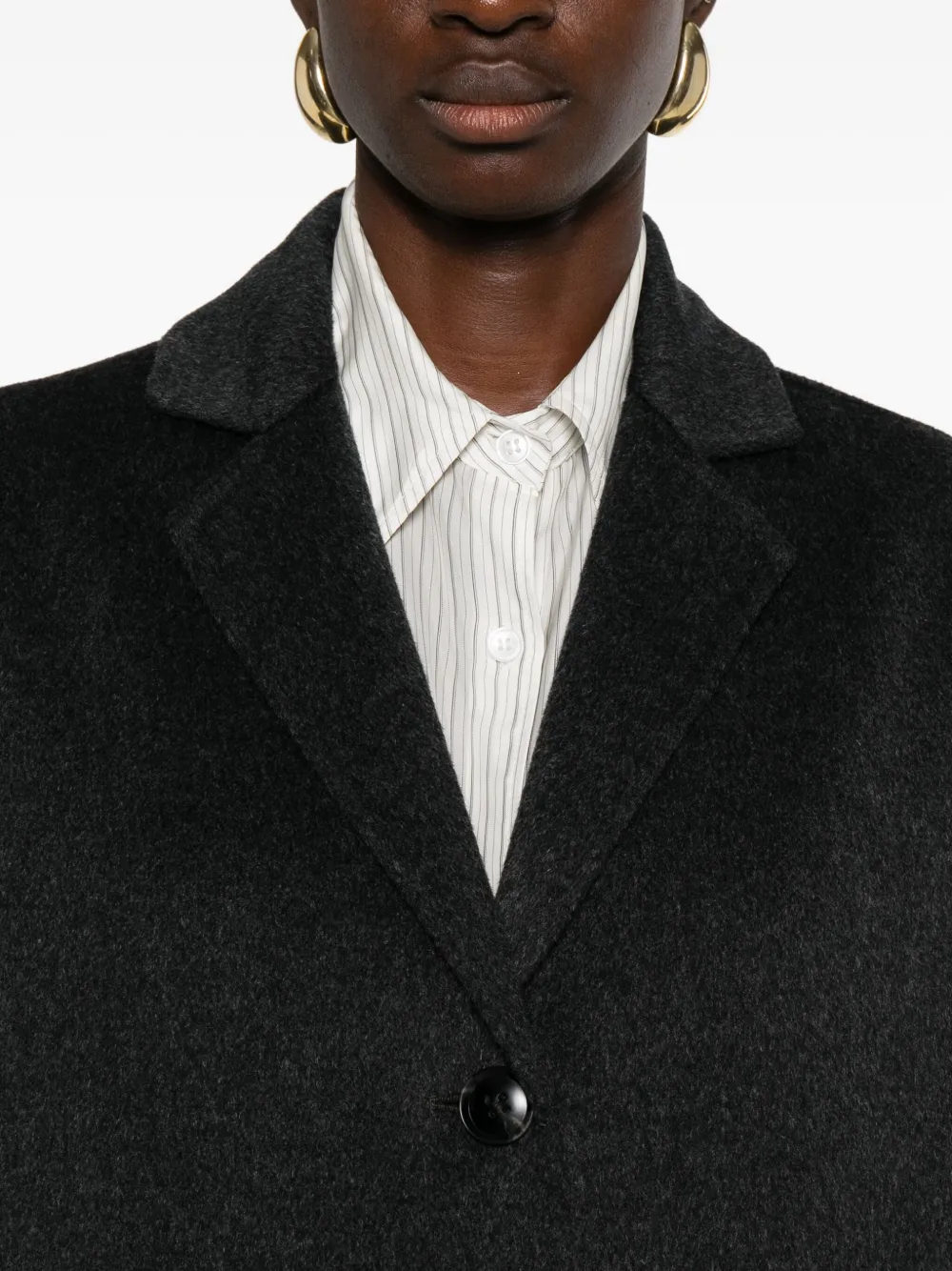 Semicouture Button-fastening Pocket Coat In Gray