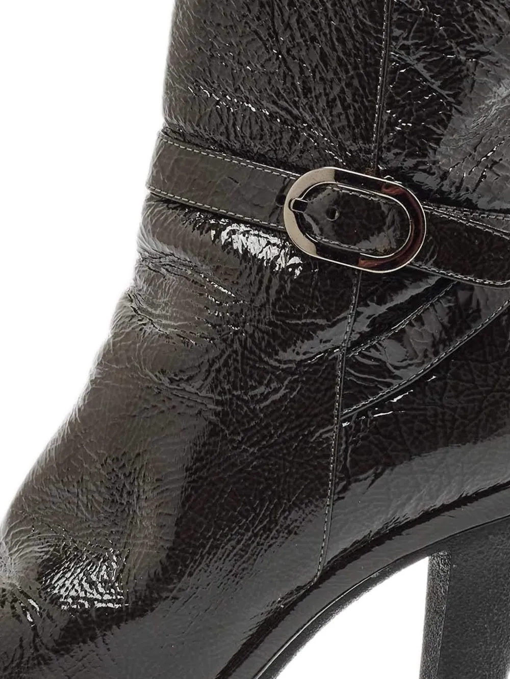 Sergio Rossi Vintage Lakleren laarzen met gesp - Grijs