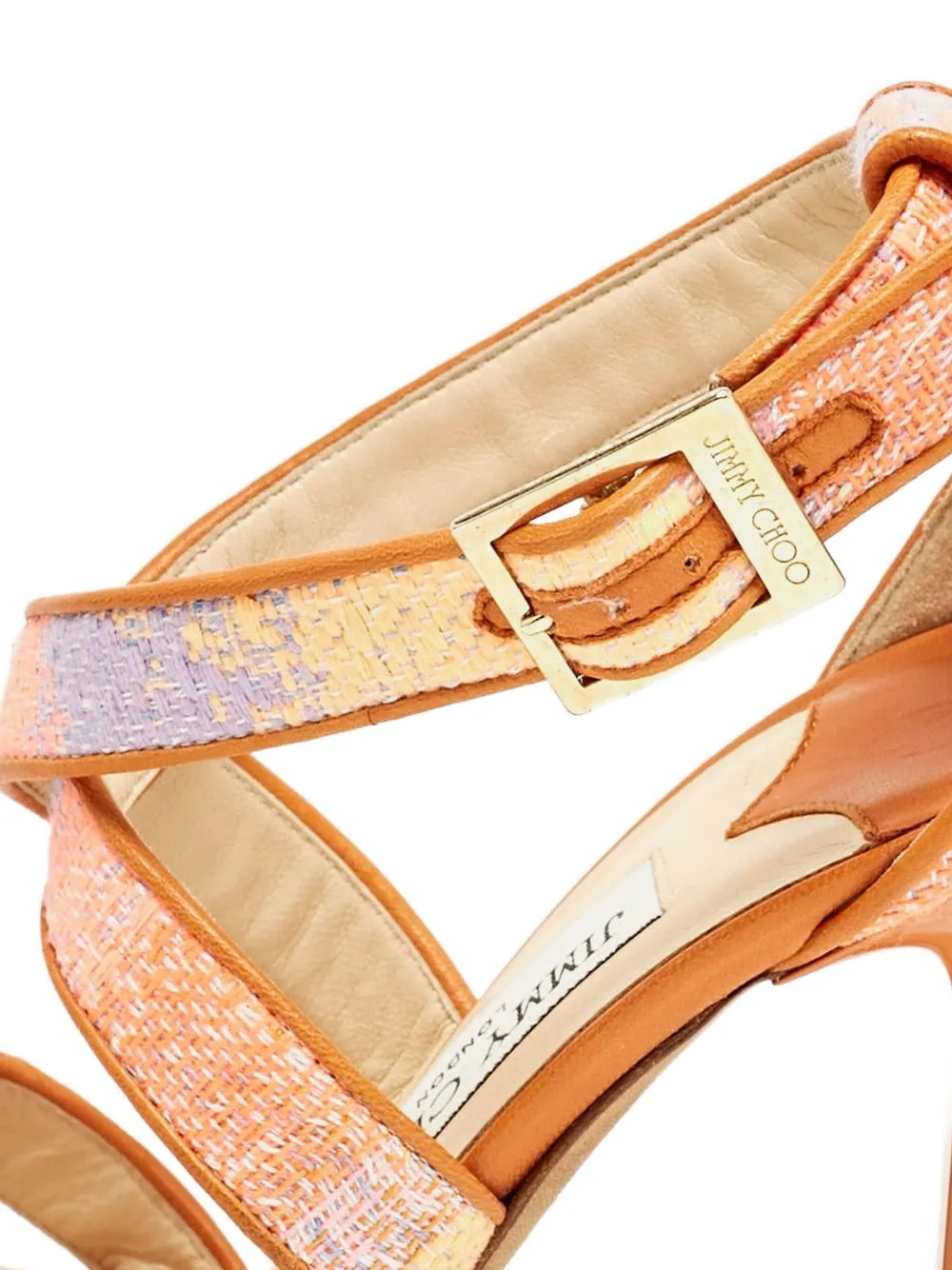 Jimmy Choo Pre-Owned 95 mm Lou leren sandalen - Oranje