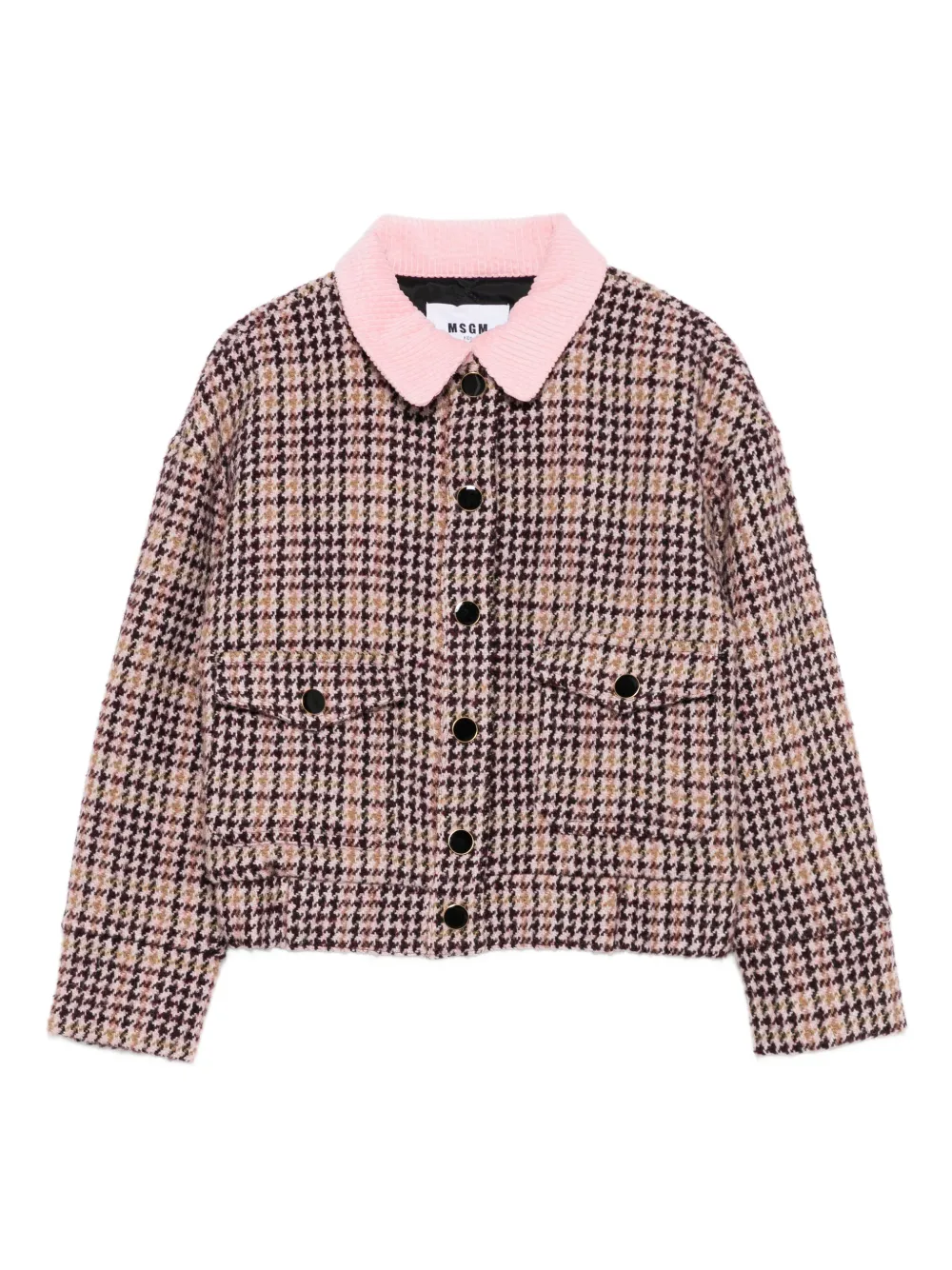 Msgm Houndstooth-pattern Jacket In Pink