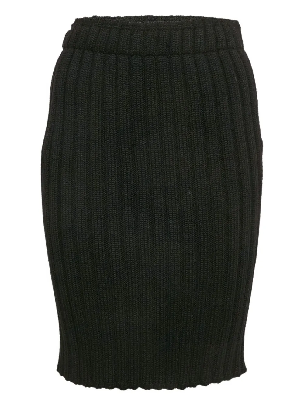 Pre-owned Dolce & Gabbana Rbbed Midi Skirt In Black