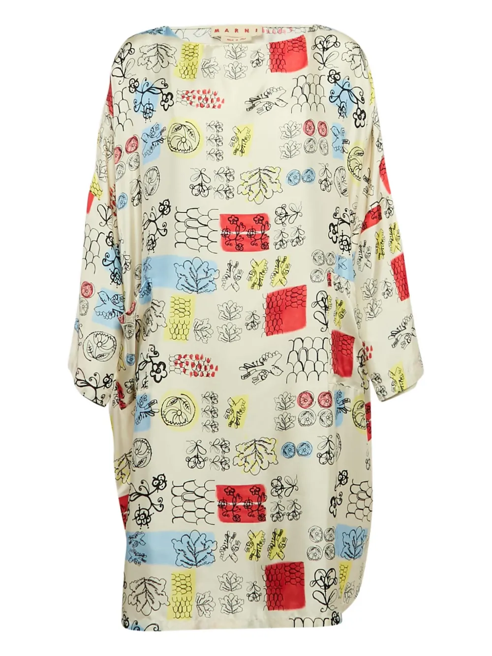 Marni Pre-Owned abstract-print silk dress | Neutrals | Image 1