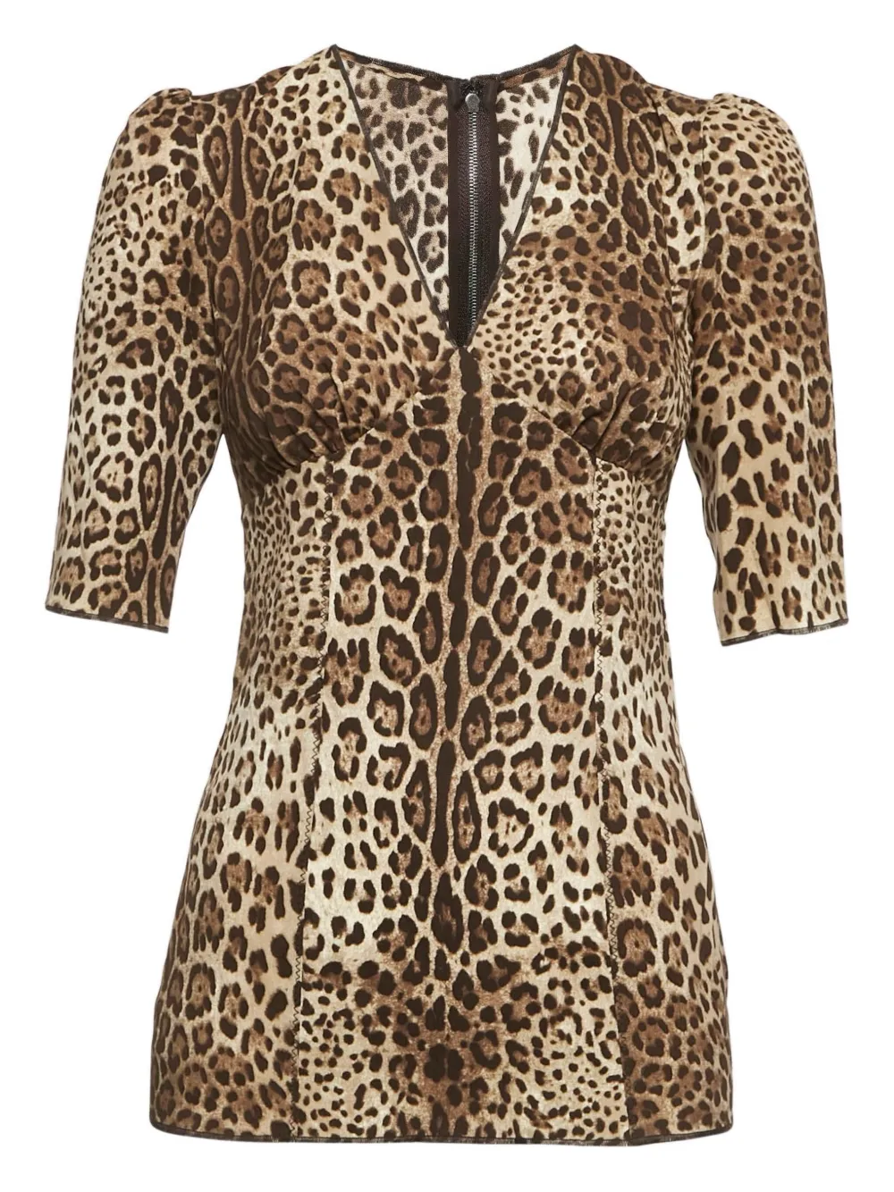 Dolce & Gabbana Pre-Owned leopard-print V-neck top | Brown | Image 1