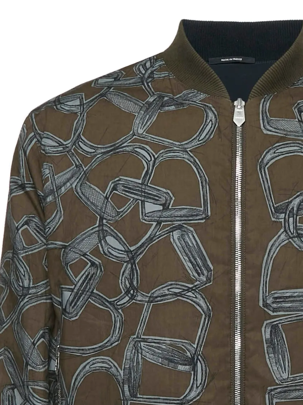 Pre-owned Hermes Graphic-print Reversible Bomber Jacket In Brown